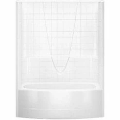 Best Sale 🥰 Aquatic Industries Everyday 60 x 60 in. Tub and Shower with Right Hand Drain in White 🔔