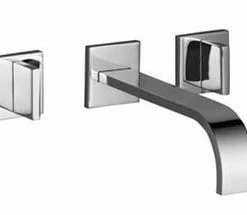 Best deal 🧨 Dornbracht USA Wall Mount Bathroom Sink Faucet with Double Lever Handle and Fixed Spout in Platinum Matte 🥰