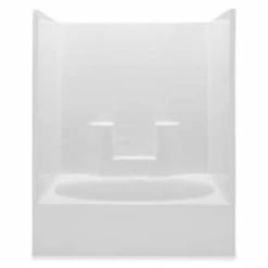 Cheap 😉 Aquatic Industries Everyday 60 in. Left-Hand Above Floor Rough Tile Tub and Shower in White 😀